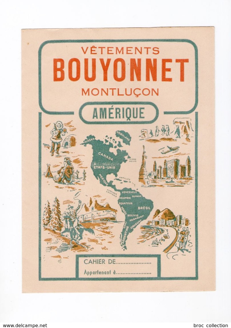 Montluçon, Vêtements Bouyonnet, Protège-cahier Amérique - Protège-cahiers