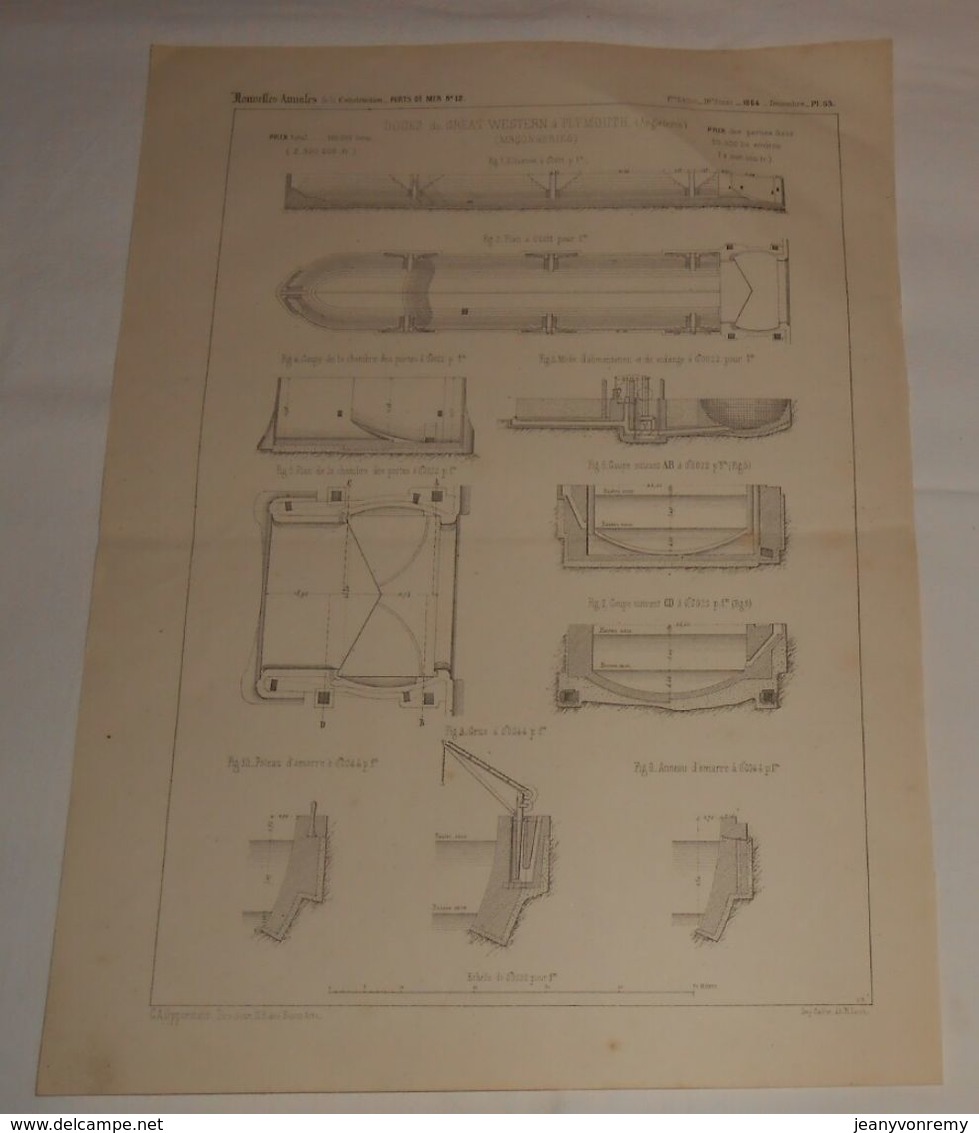 Plan Des Docks Du Great Western à Plymouth, Angleterre. 1864 - Opere Pubbliche