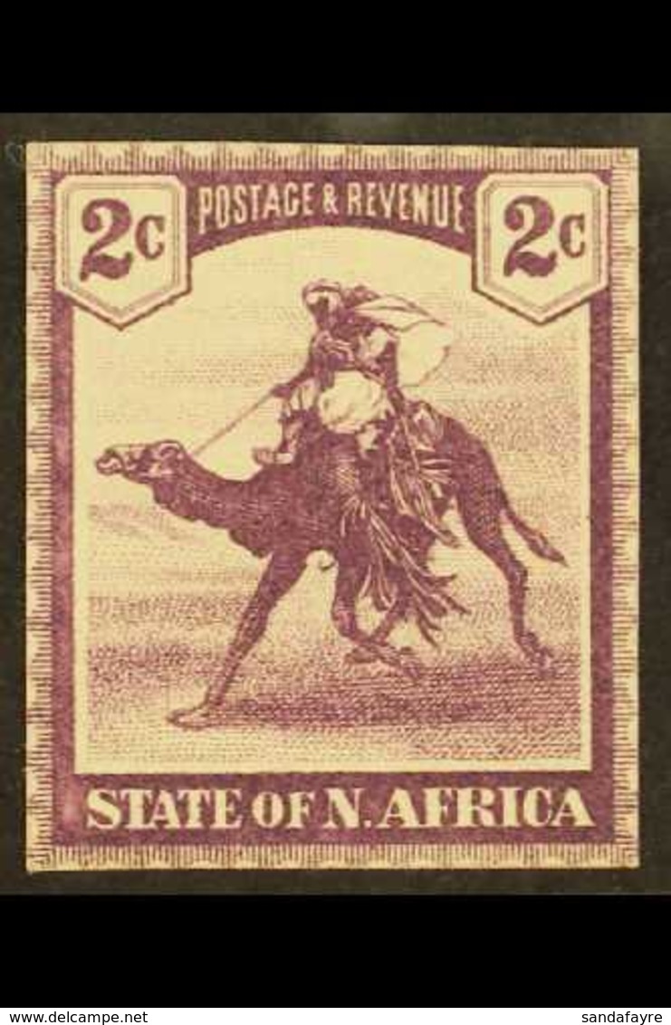STATE OF NORTH AFRICA 1890's 2c Lilac 'Camel Rider' De La Rue Imperf ESSAY Recess Printed On Ungummed White Paper With S - Andere & Zonder Classificatie