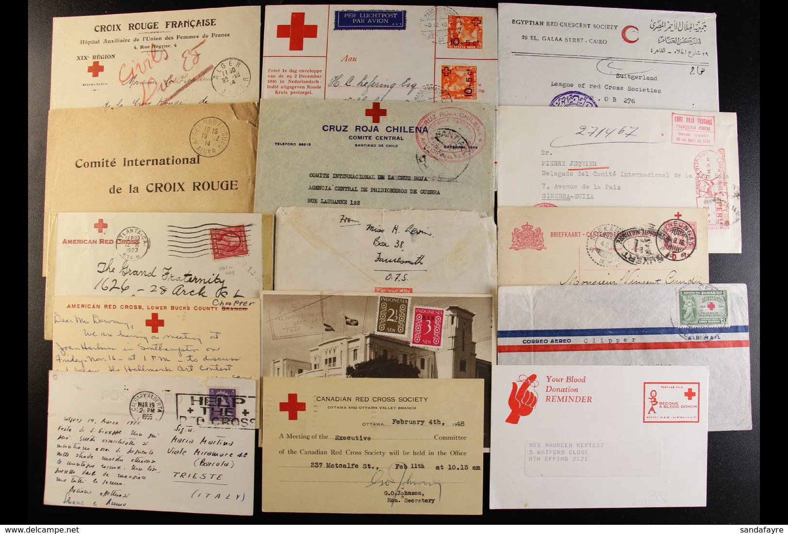 RED CROSS 1910's-1980's Interesting World Group Of Commercial Red Cross Printed COVERS, Plus A Few Covers With Red Cross - Non Classés