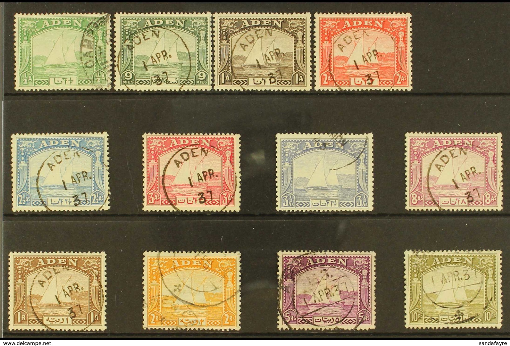 1937 Dhow Set Complete, SG 1/12, Very Fine Cds Used, Most With First Day Cancels (12 Stamps) For More Images, Please Vis - Aden (1854-1963)