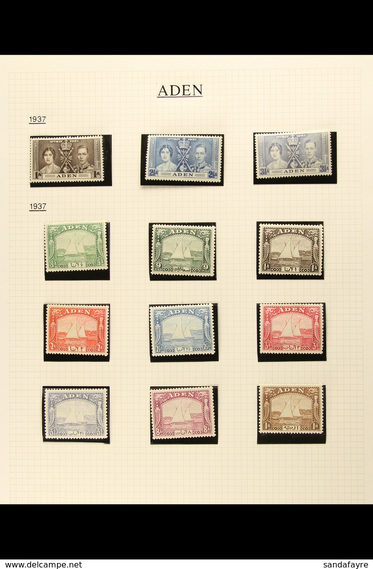 1937-52 KGVI MINT COLLECTION Presented In Mounts On Album Pages. A Highly Complete Collection With 1937 Dhows Set To 1r  - Aden (1854-1963)