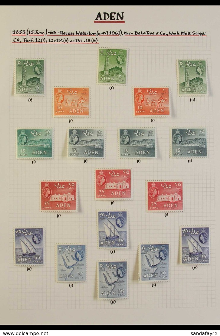 1953-64 COMPREHENSIVE FINE MINT COLLECTION Highly Attractive Collection Of QEII Issues On Pages With All The SG Colour C - Aden (1854-1963)