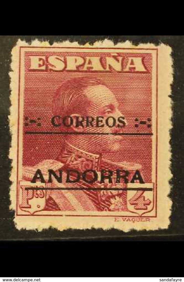 SPANISH ISSUES 1928 4p Lake Perf 14, SG 12C, Mint Small Part Disturbed Original Gum, Fresh Colour, Cat £350. For More Im - Andere & Zonder Classificatie