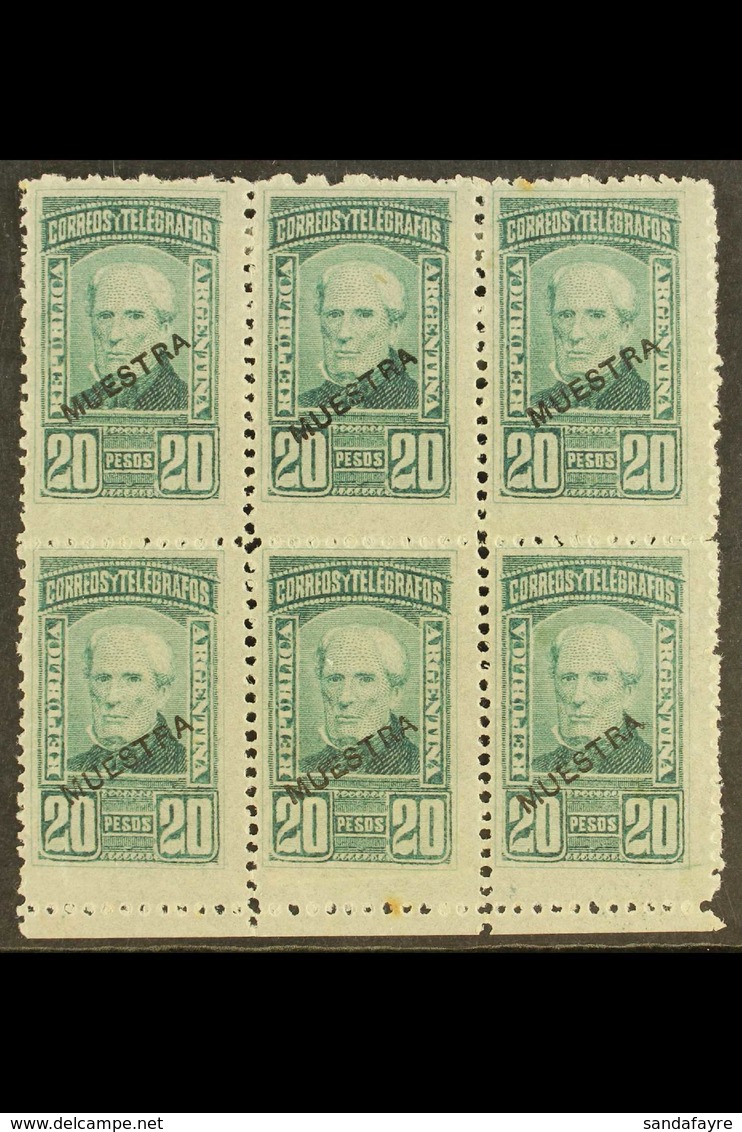 1891 20p Green Admiral Brown, Sc 88, Superb Marginal Mint Block Overprinted "Muestra" (specimen) In Black (6 Stamps) For - Other & Unclassified