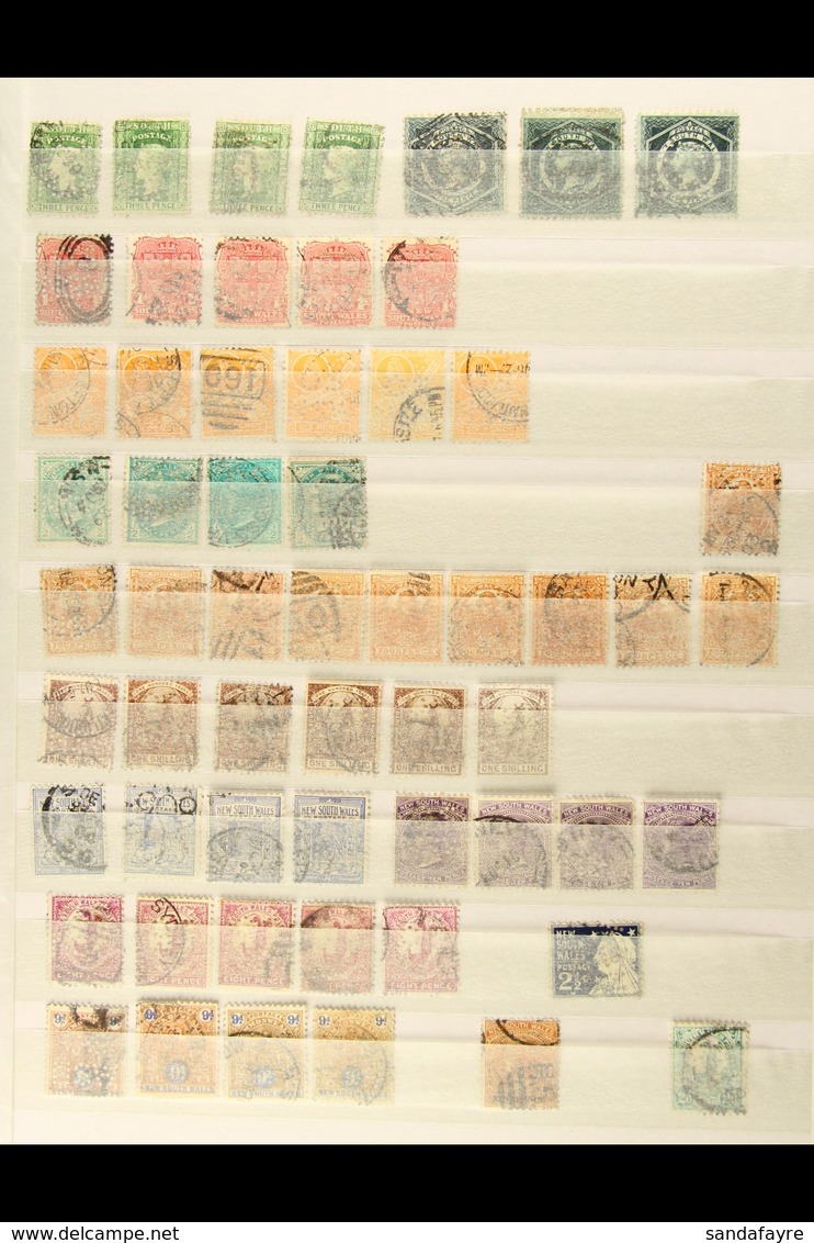 NEW SOUTH WALES OFFICIAL PERFINS 1880's-1910's Used Collection On Stock Pages, Inc "OS / NSW" Perfins (x58) With Vals To - Autres & Non Classés