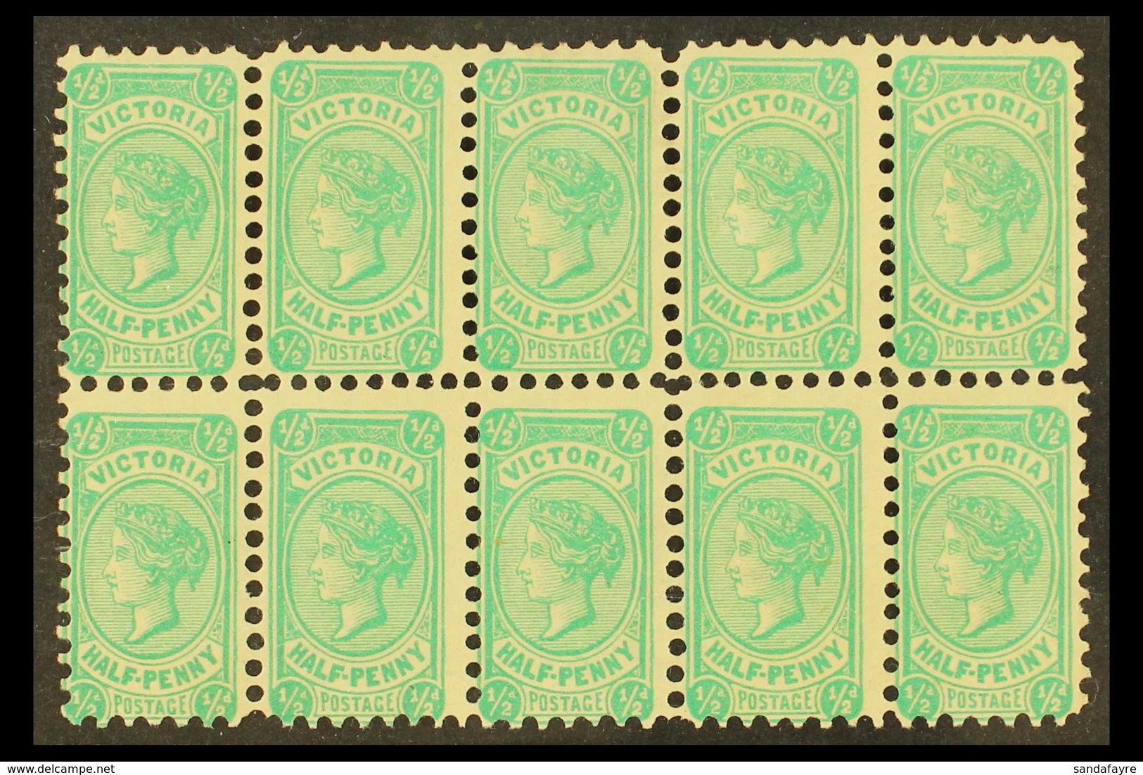 VICTORIA 1901-10 ½d Blue-green, Die I, Wmk Sideways, SG 384, Never Hinged Mint Block Of 10. For More Images, Please Visi - Andere & Zonder Classificatie