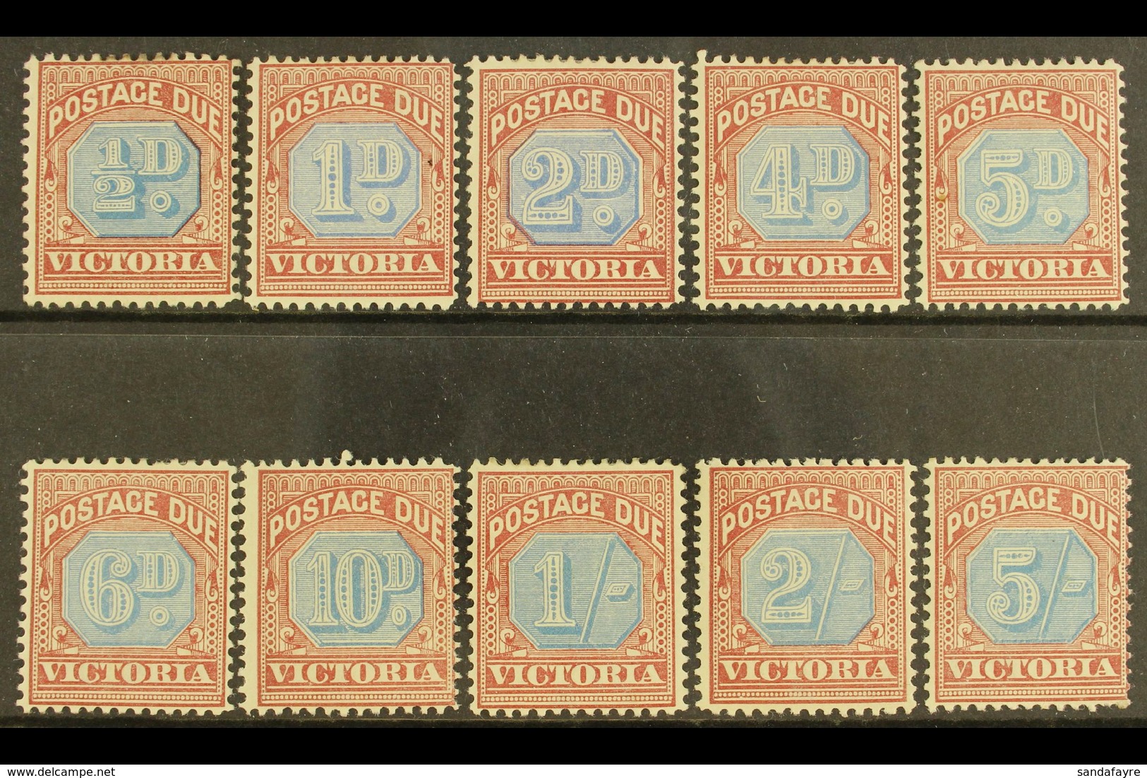 VICTORIA POSTAGE DUE 1890-94 Set Complete, SG D1/10, Fine Mint, Lovely Fresh Colours, The 5s With Short Perf (10 Stamps) - Andere & Zonder Classificatie