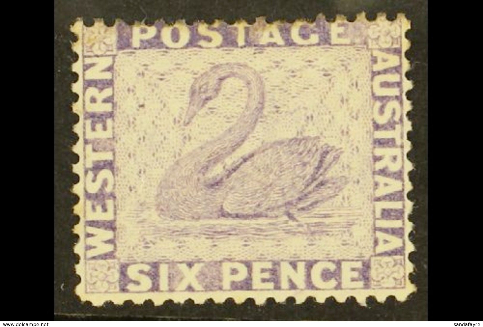 WESTERN AUSTRALIA 1864-79 6d Violet WATERMARK SIDEWAYS, SG 57b, Very Fine Mint, Lightly Hinged. For More Images, Please  - Sonstige & Ohne Zuordnung