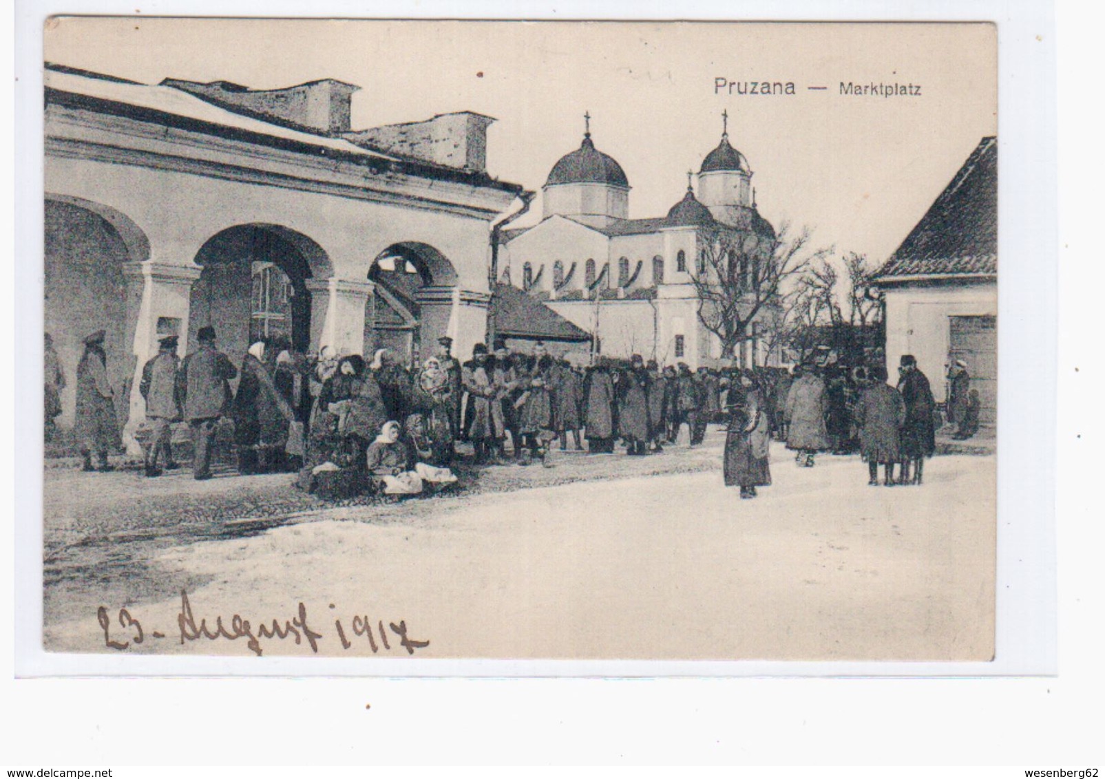 Pruzana Marktplatz 1917 OLD POSTCARD 2 Scans - Belarus