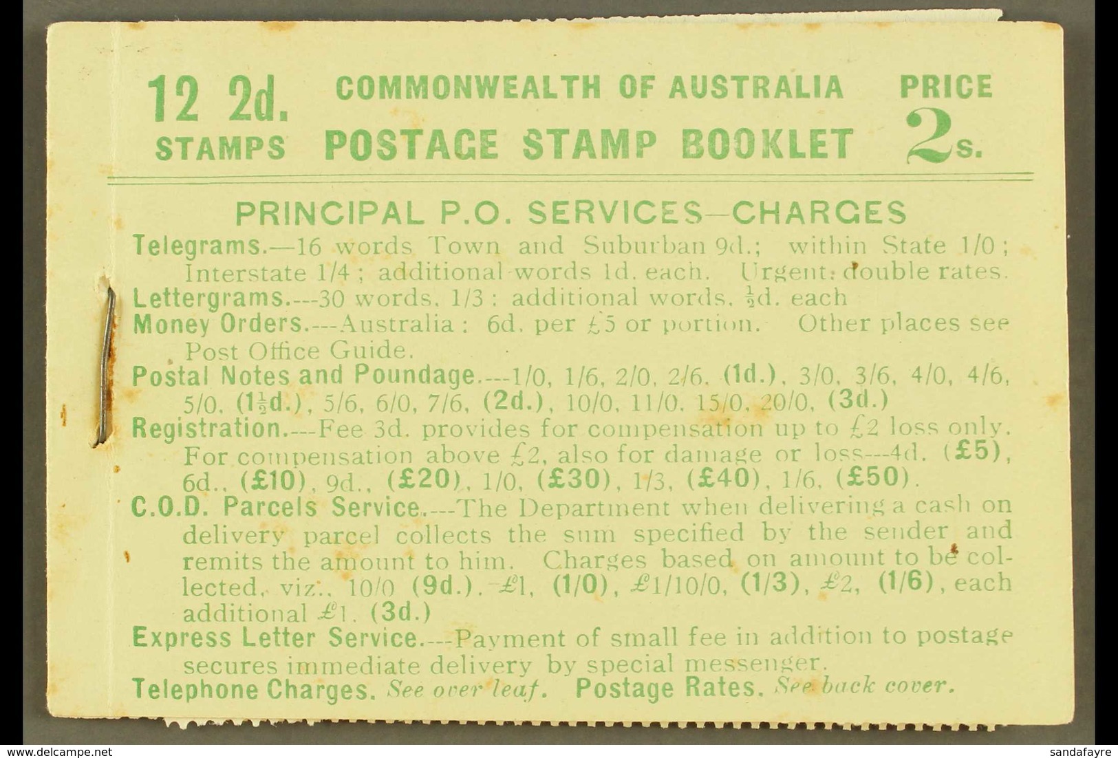 1930-30 RECONSTRUCTED BOOKLET 2s Green On Pale Green Booklet, SG SB25a, Contains 12 X 2d Stamps In Two Panes Of 6 Stamps - Autres & Non Classés