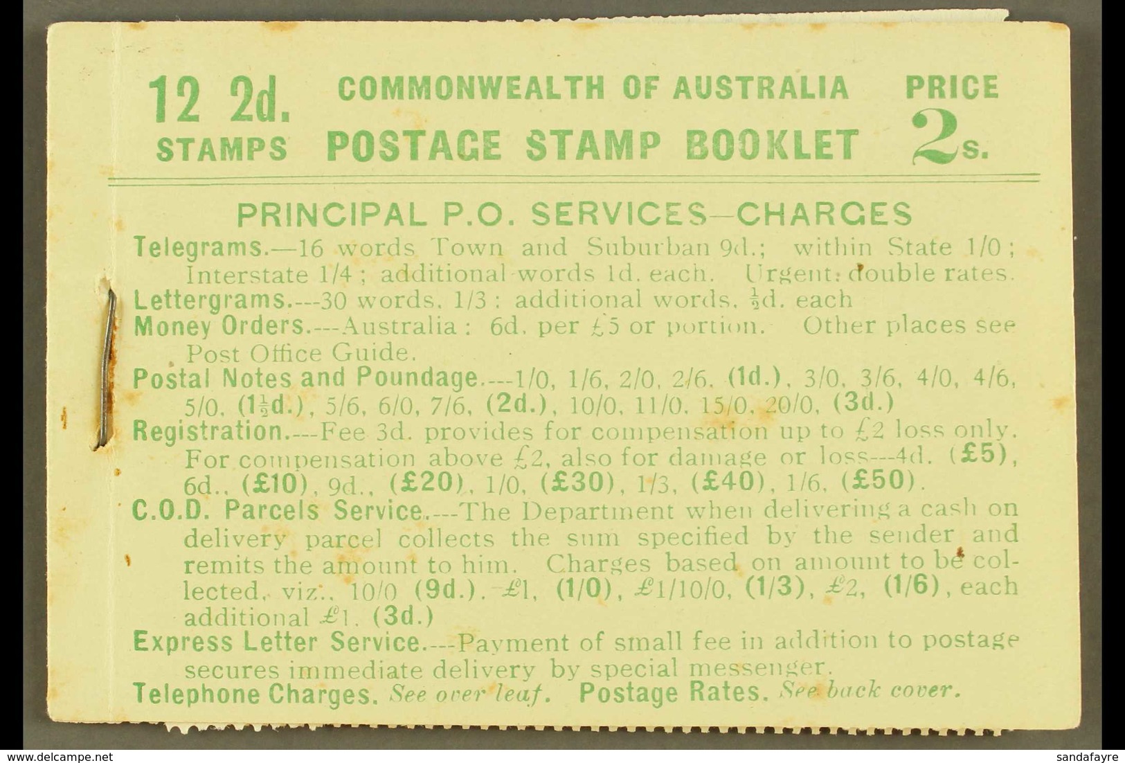 1930-30 RECONSTRUCTED BOOKLET 2s Green On Pale Green Booklet, SG SB25a, Contains 12 X 2d Stamps In Two Panes Of 6 Stamps - Andere & Zonder Classificatie