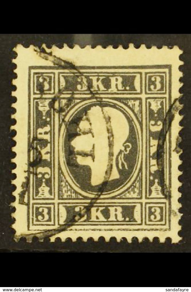 1858-59 3k Black Type Ib (Michel 11 Ib, SG 23), Fine Used, Very Fresh, Expertized A. Diena. For More Images, Please Visi - Andere & Zonder Classificatie