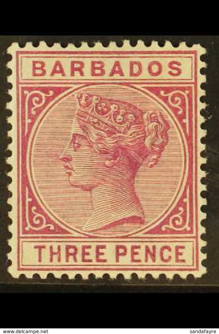 1882-86 3d Deep Purple, SG 95, Fine Mint, Slight Colour Bleed To Gum. For More Images, Please Visit Http://www.sandafayr - Barbades (...-1966)