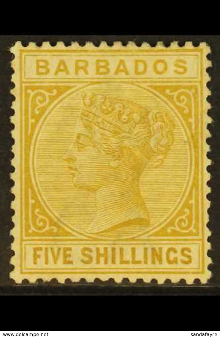 1882-86 5s Bistre, SG 103, Mint With Good Colour, Light Toning. For More Images, Please Visit Http://www.sandafayre.com/ - Barbados (...-1966)