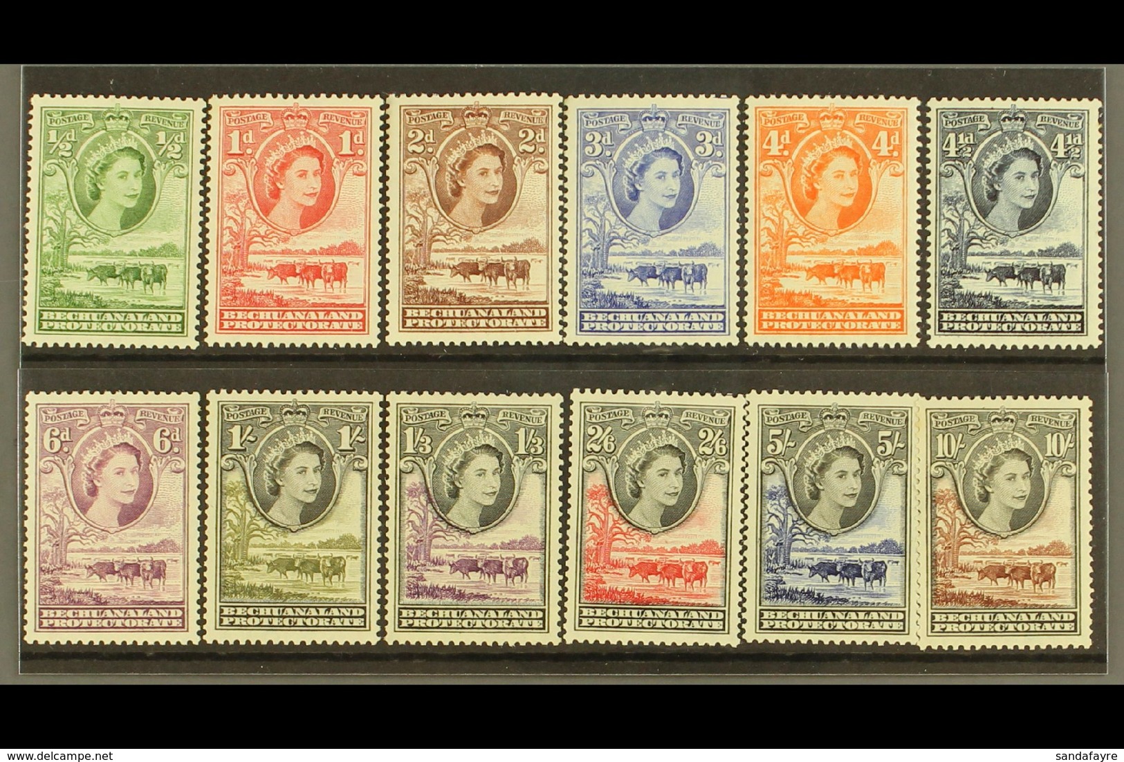 1955-58 "Baobab Tree And Cattle" Definitives Complete Set, SG 143/53, Very Fine Never Hinged Mint. (12 Stamps) For More  - Andere & Zonder Classificatie