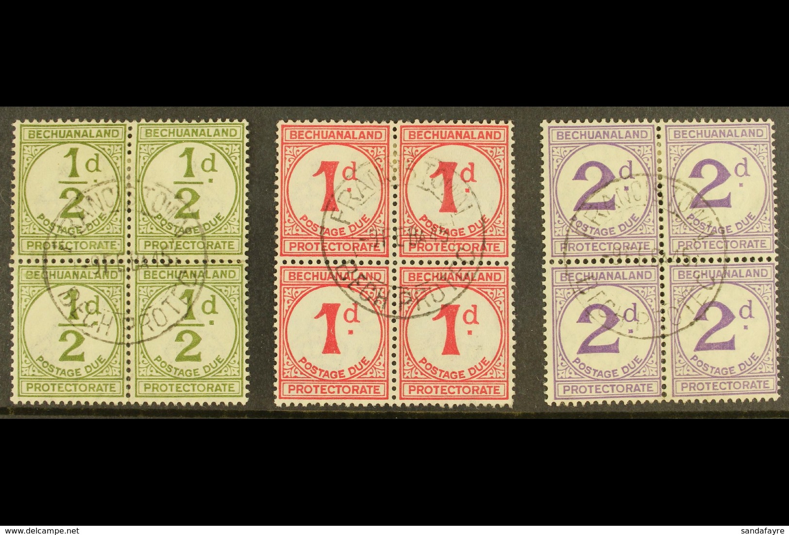 POSTAGE DUES 1932 USED BLOCKS OF FOUR Set On Ordinary Paper, SG D4, D5 And D6, Each Block Bearing Clear 9 Feb 45 Cds Can - Andere & Zonder Classificatie