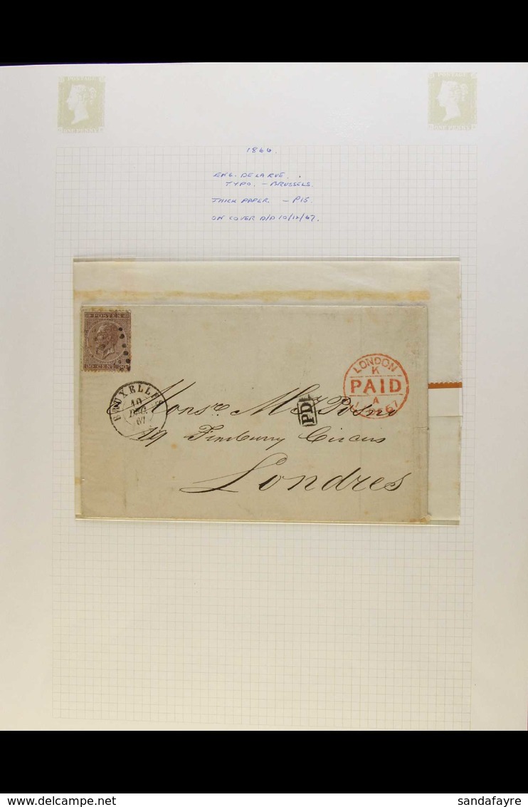 1859-1938 COVERS AND CARDS COLLECTION (Includes 1859 Cover From Louvain To France Bearing 40c Imperf, 1866 Cover From Br - Autres & Non Classés