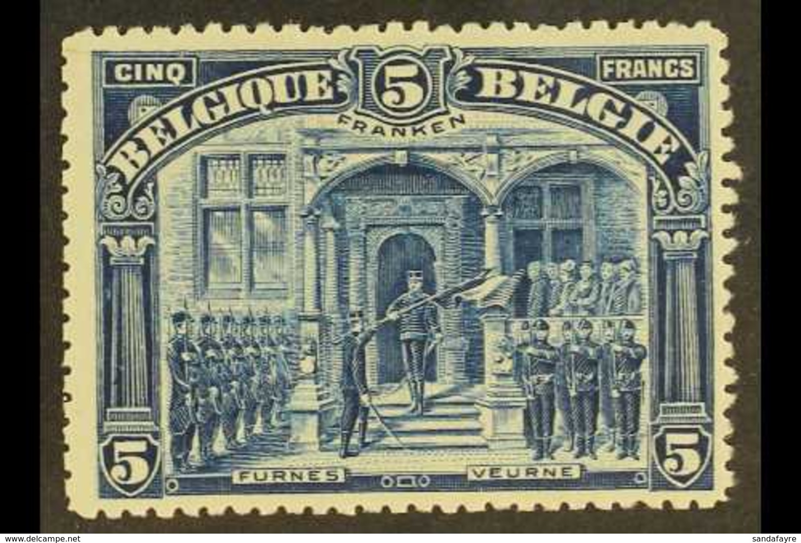 1915 5f Deep Blue ("FRANKEN"), Cob 147, SG 193, Very Fine Mint With A Barely Visible Hinge Mark. Lovely ! (1 Stamp) For  - Andere & Zonder Classificatie