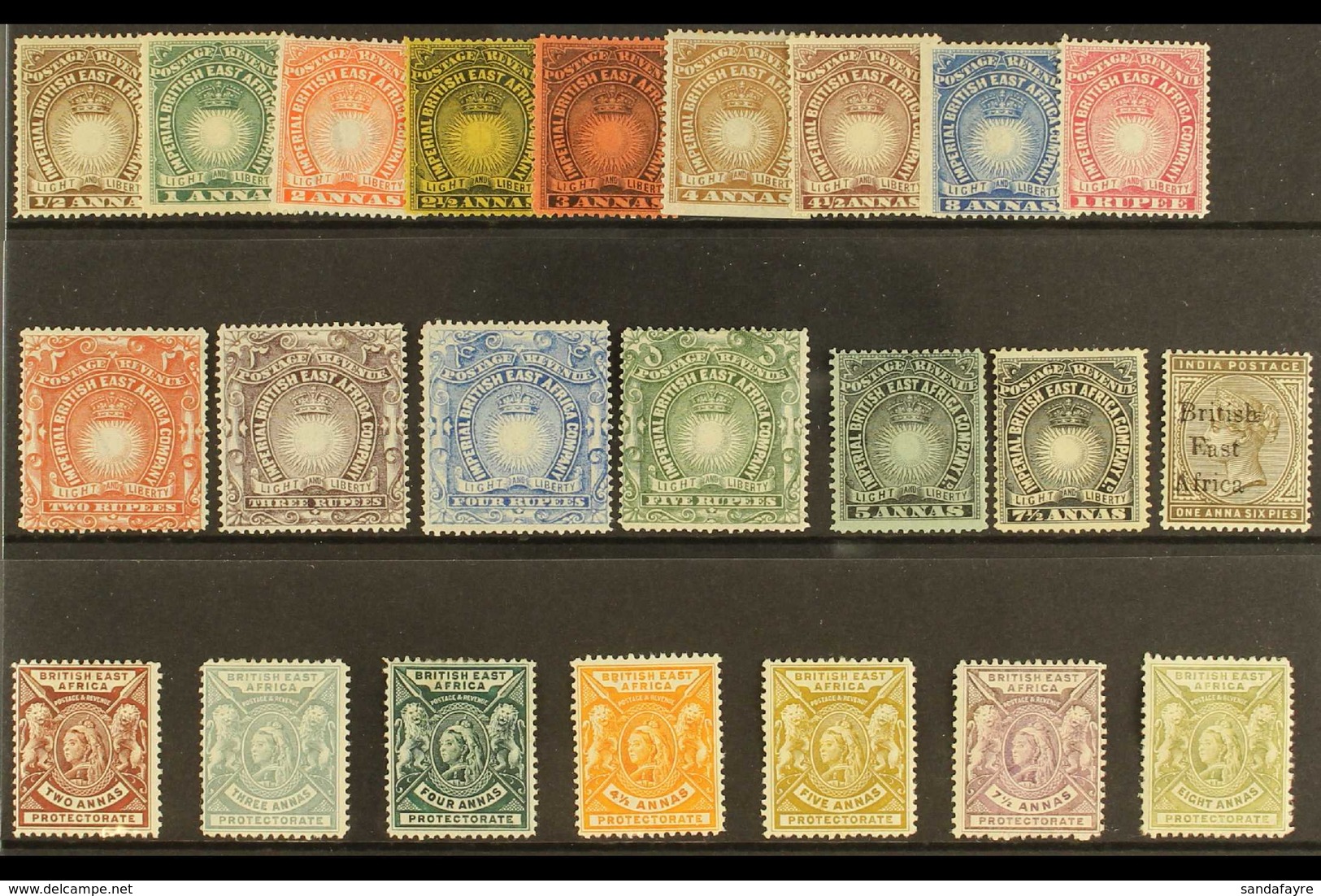 1890-1901 MINT SELECTION On Stock Card With 1890-95 "Light & Liberty" Range With Most Values To 5r & 1896-1901 CA Wmk Ra - Afrique Orientale Britannique
