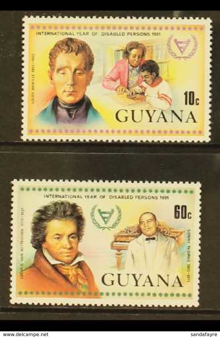 1981 International Year For Disabled Persons 10c And 60c, SG 857 & 859, WITHOUT SURCHARGES, Never Hinged Mint. (2 Stamps - Guyane (1966-...)