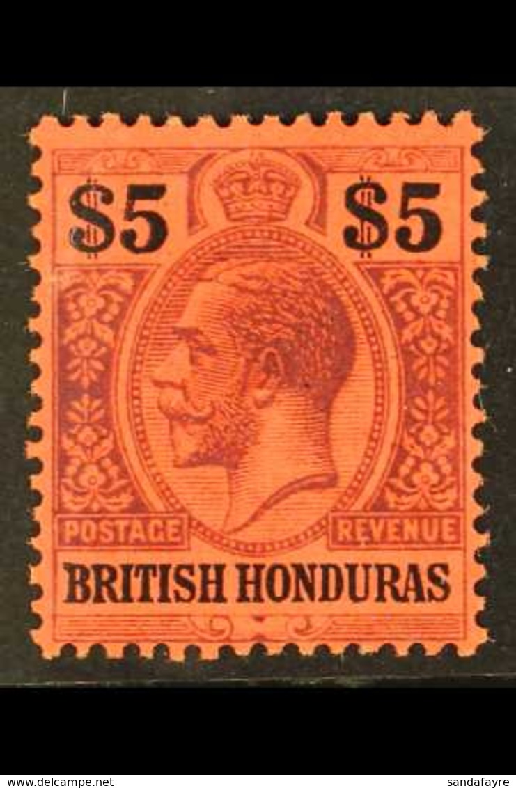 1913-21 $5 Purple & Black/red, SG 110, Very Fine Mint For More Images, Please Visit Http://www.sandafayre.com/itemdetail - Brits-Honduras (...-1970)