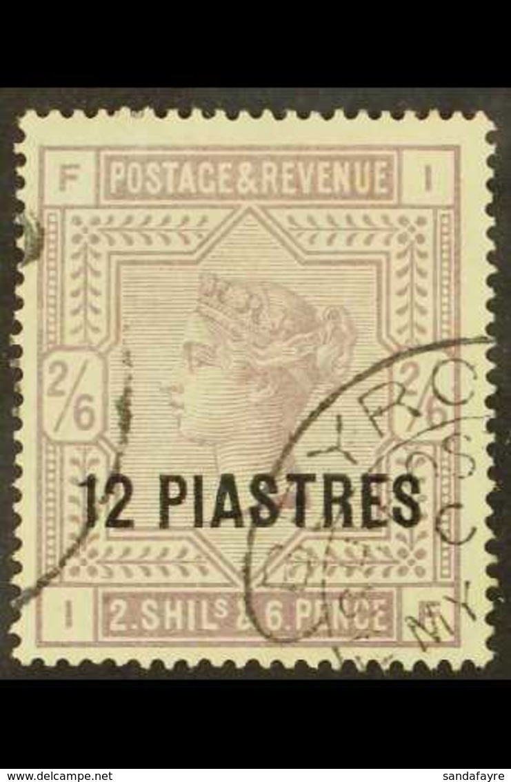 1885-8 12pi On 2s6d Lilac On Bluish Paper, SG 3, Very Fine Used. For More Images, Please Visit Http://www.sandafayre.com - Britisch-Levant