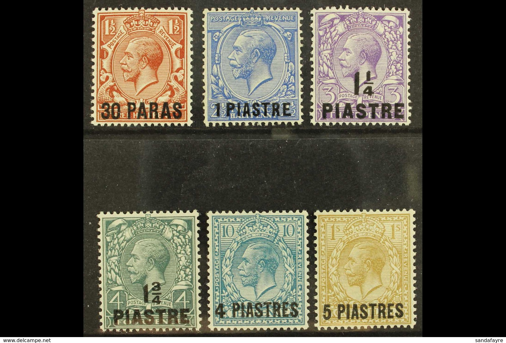 1913-14 KGV Surcharges Set, SG 35/40, Fine Mint (6). For More Images, Please Visit Http://www.sandafayre.com/itemdetails - Levant Britannique