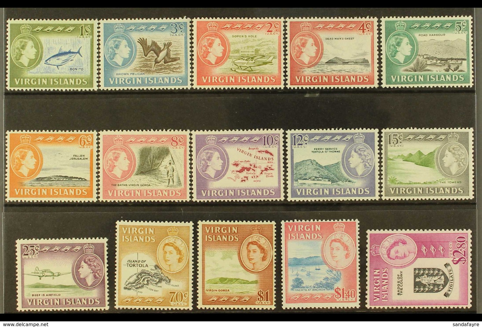 1964-68 Pictorials Complete Set, SG 178/92, Very Fine Never Hinged Mint, Fresh. (15 Stamps) For More Images, Please Visi - Iles Vièrges Britanniques