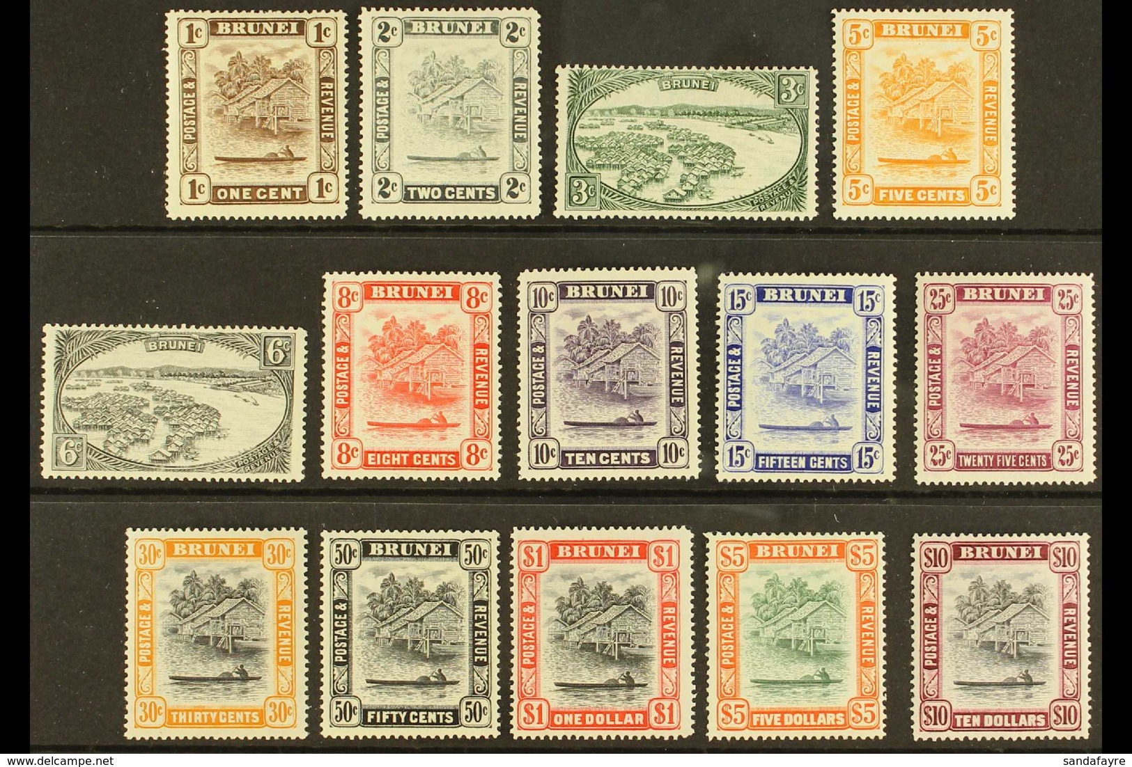 1947-51 Complete Set, SG 79/92, Very Fine Mint, Very Fresh. (14 Stamps) For More Images, Please Visit Http://www.sandafa - Brunei (...-1984)