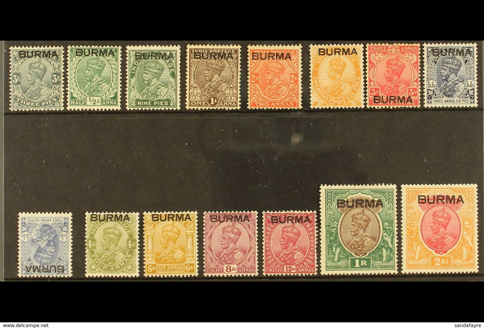 1937 MINT SELECTION. ALL DIFFERENT & Includes All Values To 2r Inc 3a6p Dull Blue Inv Wmk, SG 1/14, Mostly Fine Mine, 3a - Birmanie (...-1947)