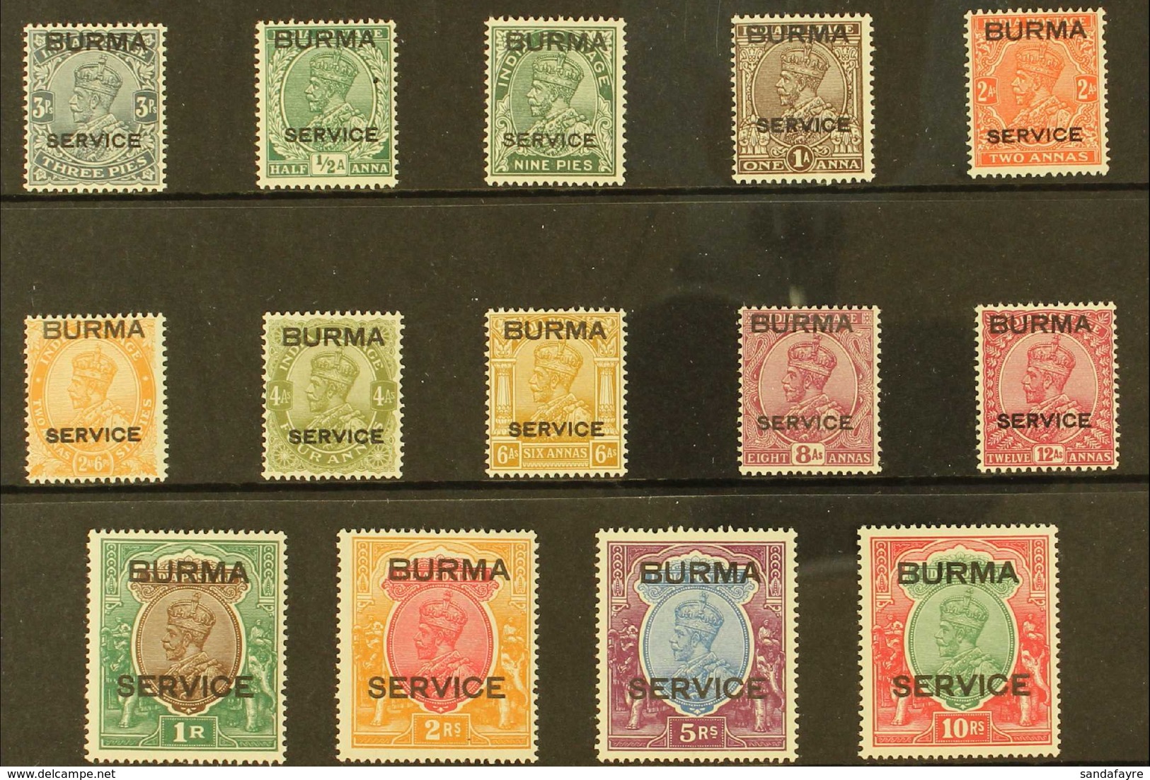 OFFICIALS 1937 Overprints Complete Set, SG O1/14, Very Fine Mint, Very Fresh & Attractive. (14 Stamps) For More Images,  - Birmanie (...-1947)