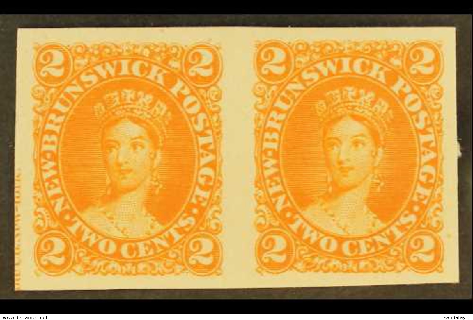 1860 2c Orange Plate Proof On India, Uni 7Pi, Superb Horizontal Pair With Large Margins All Round. For More Images, Plea - Andere & Zonder Classificatie