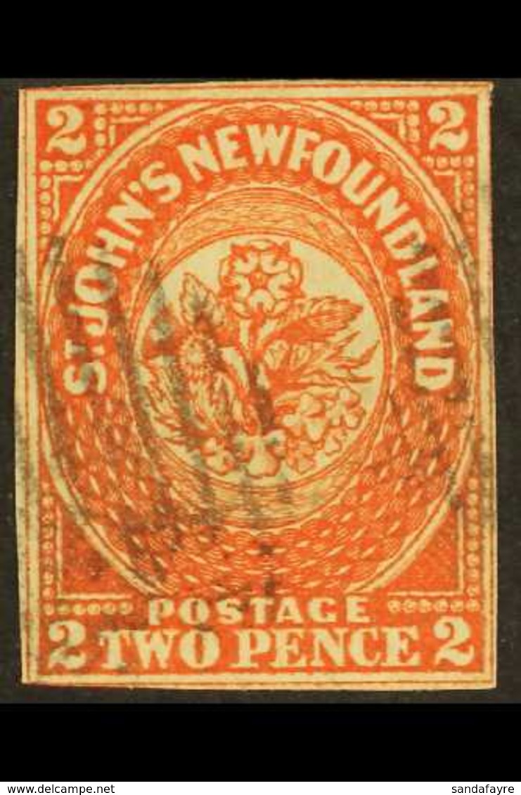 1857-63 2d Scarlet- Vermilion, SG 2, Used With Small Or Just Touching Margins & No Faults. A Rare Stamp, Cat £6500. For  - Andere & Zonder Classificatie