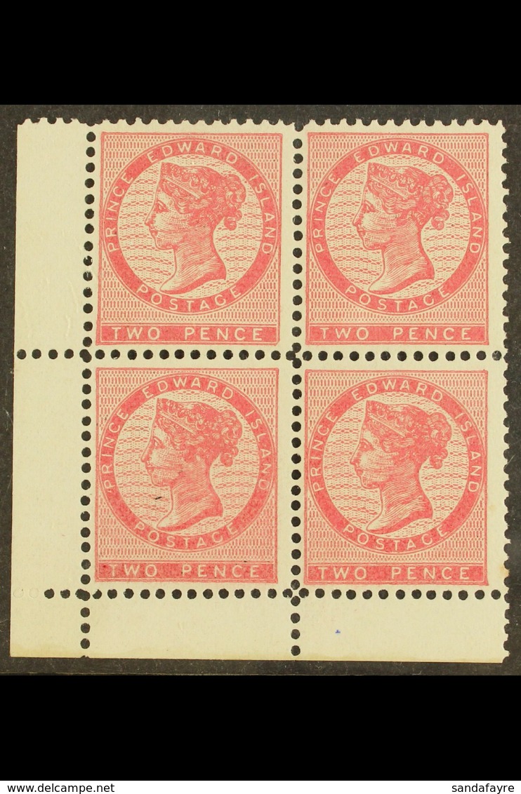 1862-70 2d Deep Rose, Die I, SG 13, Never Hinged Mint Corner Block Of 4. Pretty! For More Images, Please Visit Http://ww - Sonstige & Ohne Zuordnung