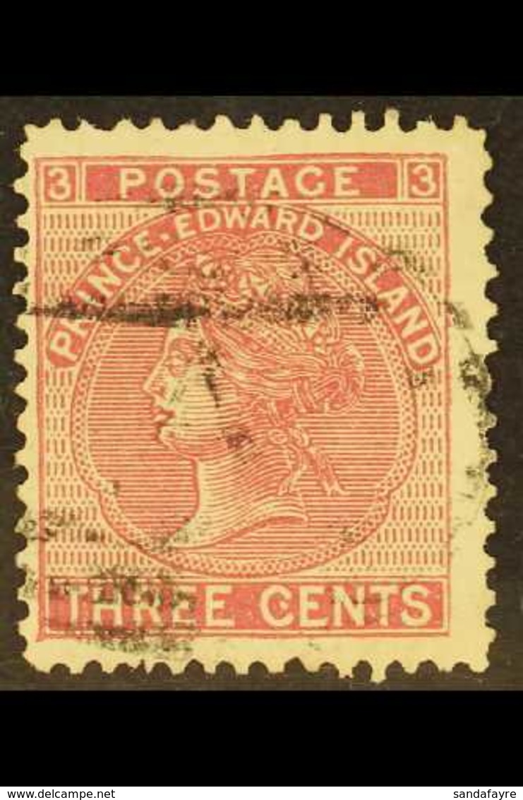 1872 3c Rose, Perf 12½-13 Small Holes, Variety "Stop Between Prince And Edward", SG 45a, Very Fine Used. For More Images - Andere & Zonder Classificatie