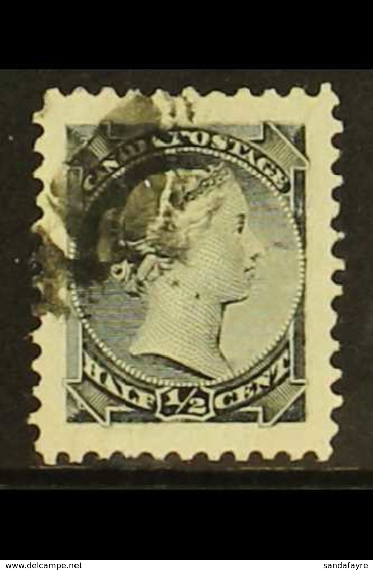 1882 1882 ½c Black With Major Re-entry (position 98), Unitrade/Scott 34vi, A Superb Used Jumbo Example With Great Center - Andere & Zonder Classificatie