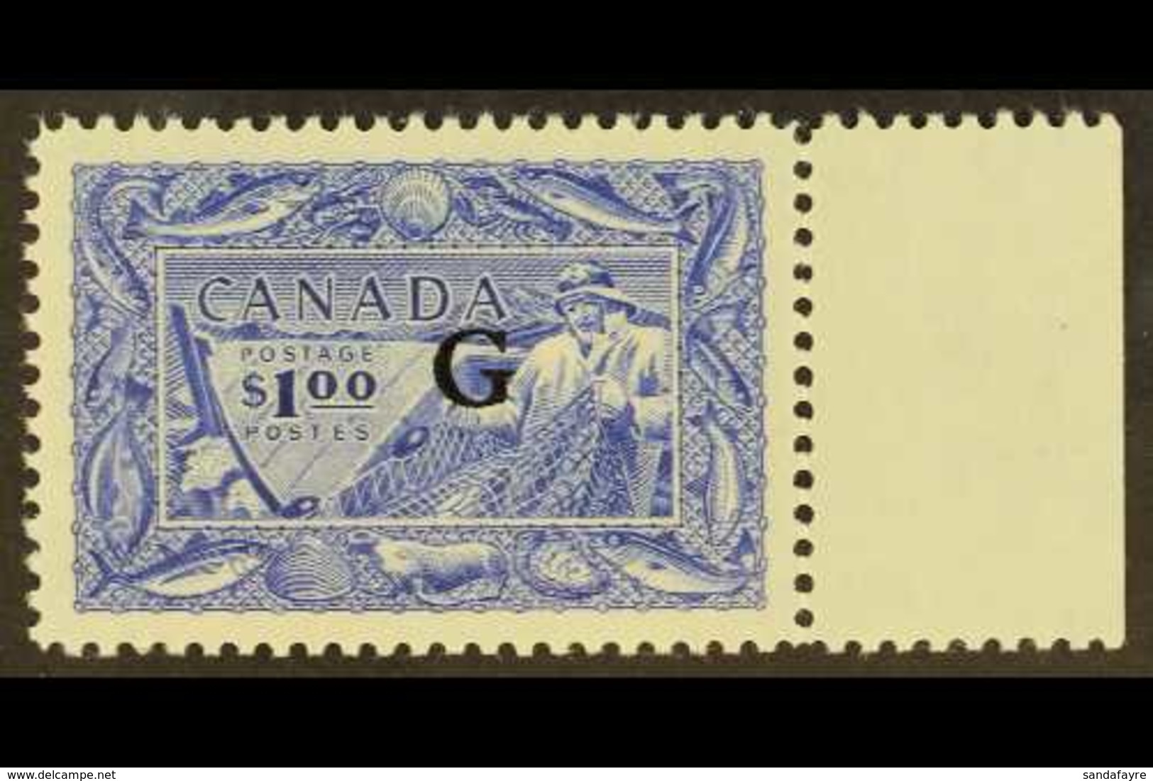 OFFICIAL 1951 $1 Blue Fisherman With "G" Overprint, SG O192, Never Hinged Mint. For More Images, Please Visit Http://www - Andere & Zonder Classificatie