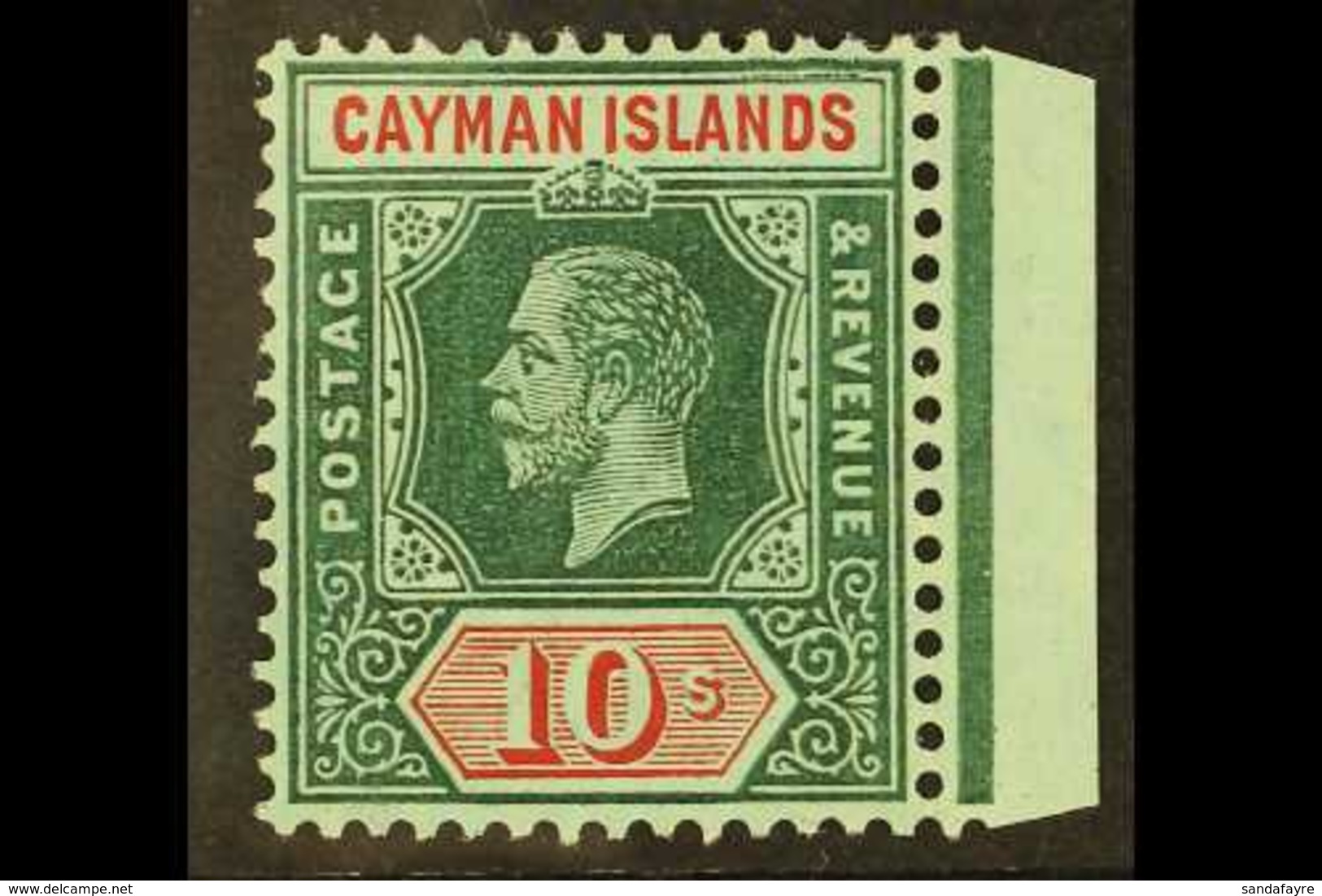 1912-20 10s Deep Green And Red / White Back, SG 52b, Never Hinged Mint. For More Images, Please Visit Http://www.sandafa - Cayman Islands