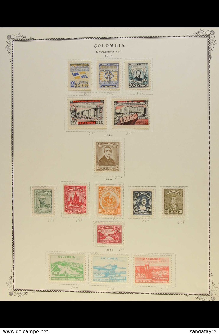 1940-1968 SUPERB MINT COLLECTION On Stock Pages, All Different, Virtually COMPLETE For The Postage Issues For The Period - Colombia