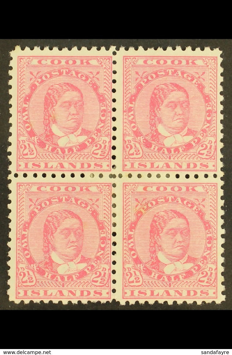 1893-1900 2½d Pale Rose Perf 11, SG 16, Fine Mint BLOCK Of 4, Fresh. (4 Stamps) For More Images, Please Visit Http://www - Cookeilanden