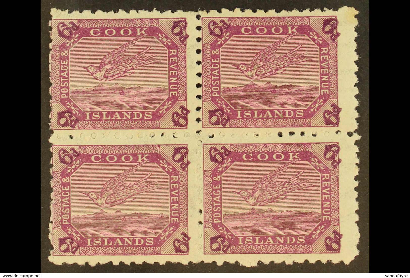 1902 6d Purple Tern, SG 34, Very Fine Mint Block Of Four.  For More Images, Please Visit Http://www.sandafayre.com/itemd - Cook Islands