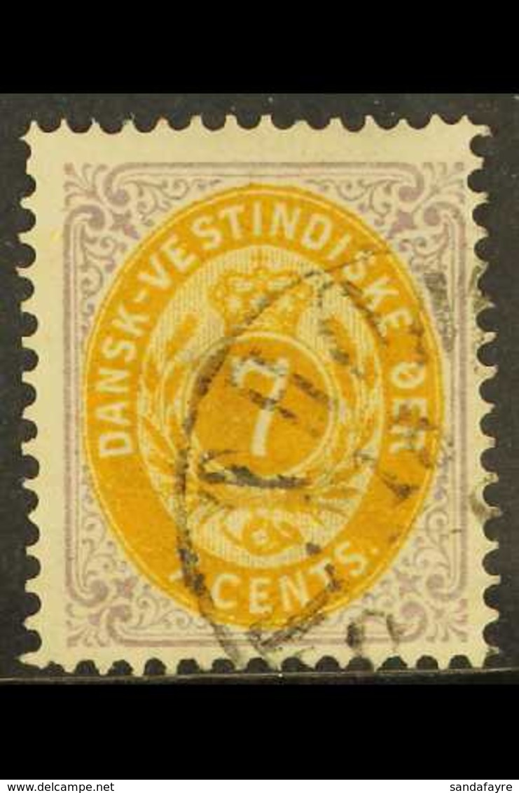 1873 7c Yellow Ochre & Slate Lilac (thin Paper), Facit 9, SG 20, Fine Cds Used For More Images, Please Visit Http://www. - Dänisch-Westindien