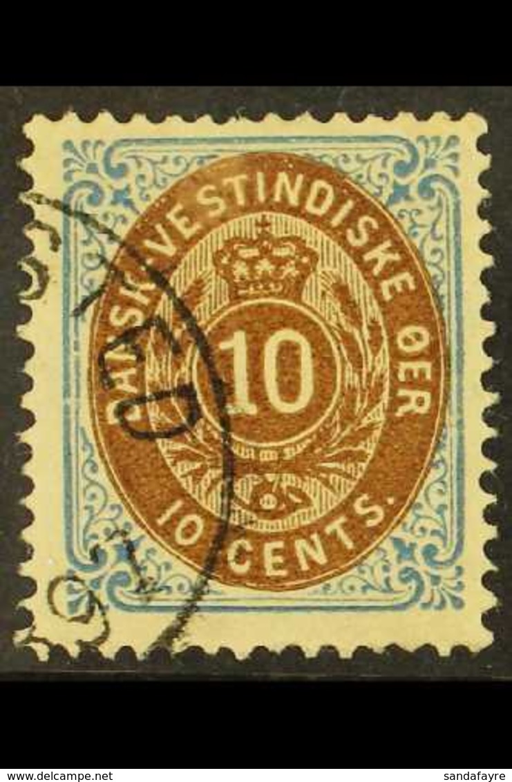 1873-1902 10c Bistre Brown And Blue, Frame Inverted, SG 23a, Fine With Part Christiansted Cds.  For More Images, Please  - Danish West Indies