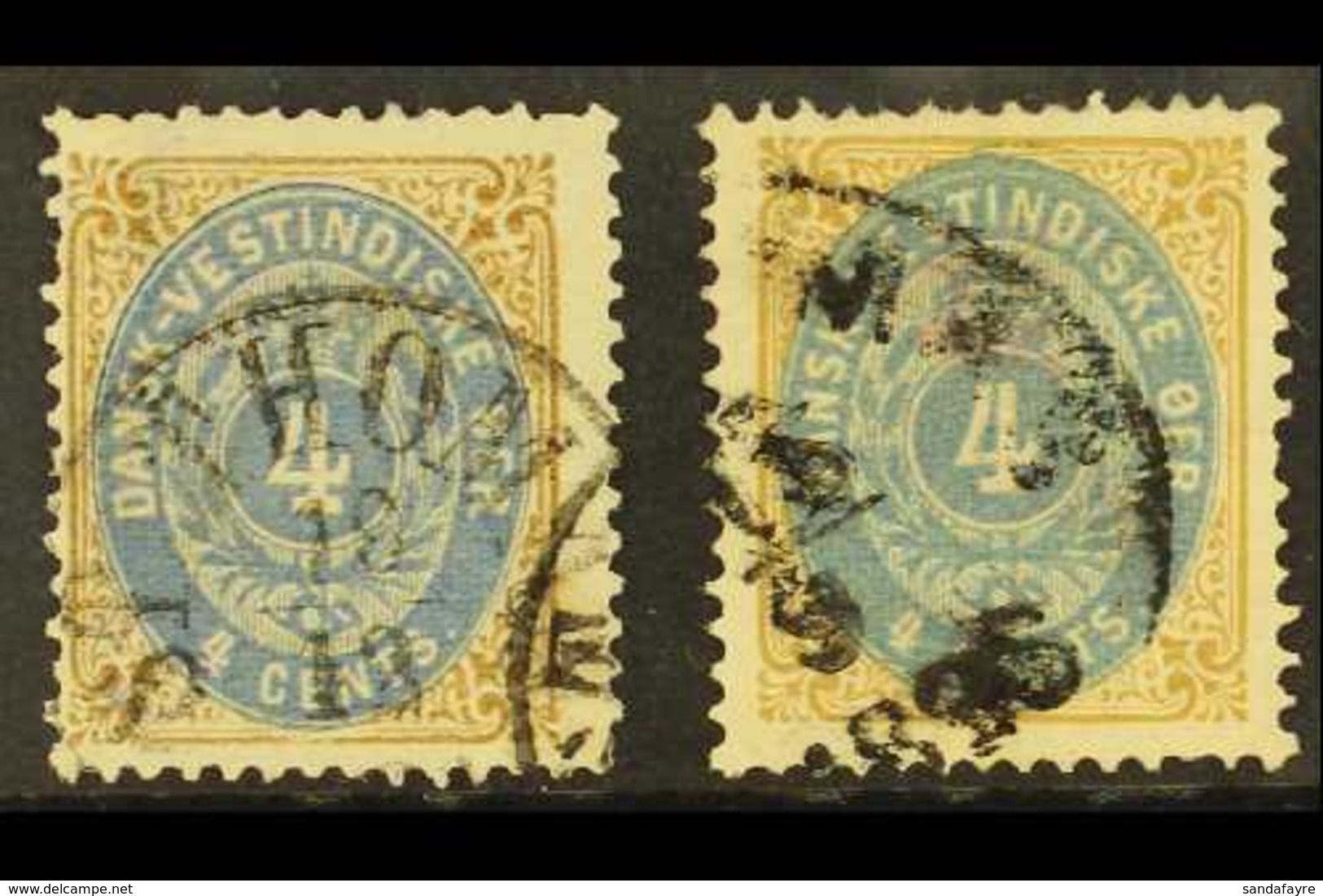 1873-1902 4c 1873 And 1878 Printings, Facit 7a/b, SG17/18, Fine Cds Used. (2) For More Images, Please Visit Http://www.s - Danish West Indies