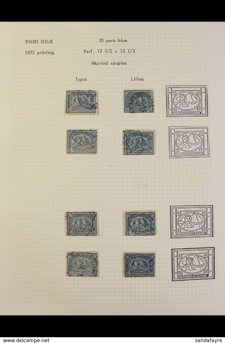 1872-75 "PENASSON" PRINTING. 20pa BLUE (SG 26etc And SG 30etc) Specialized Collection Written Up On Leaves, Mostly Used  - Autres & Non Classés
