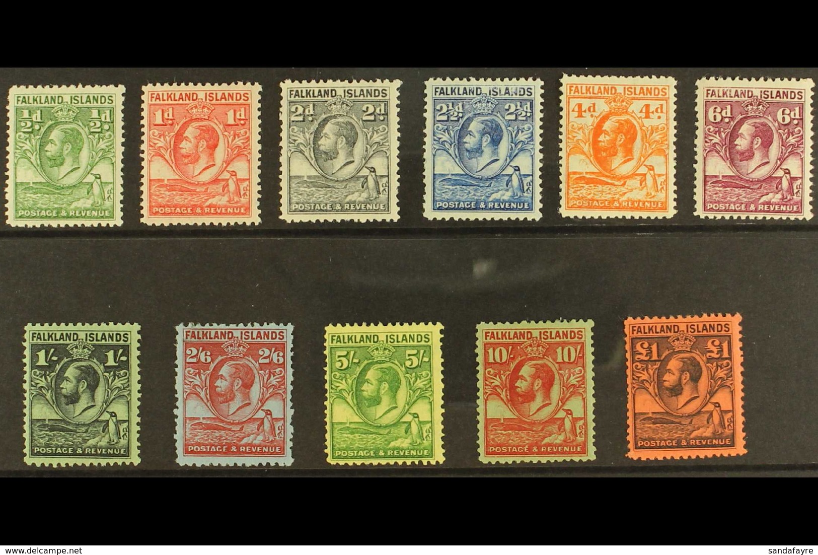 1929-37 Whale And Penguins Set Complete, SG 116/126, Very Fine Mint (11 Stamps) For More Images, Please Visit Http://www - Falkland Islands