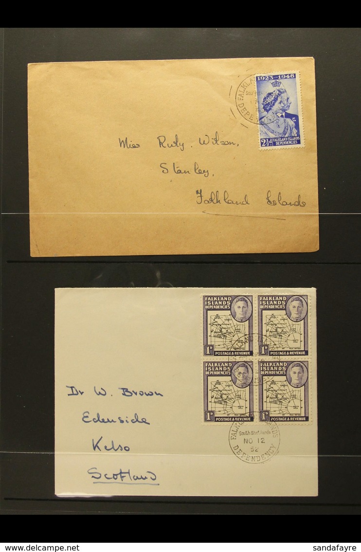 1949-58 COVERS & CARDS A Small But Interesting Group That Includes Commercial Mail, Air Letter & A Privately Made Reply  - Falklandeilanden