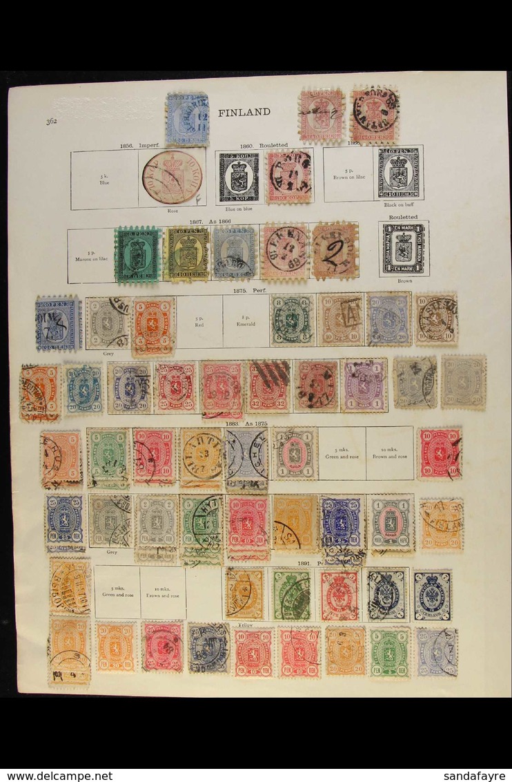 1860's-1930's OLD MOSTLY USED COLLECTION On Pages & Stock Cards, Inc 1860-1874 Roulette Types (x10) Used, 1875-83 Vals T - Autres & Non Classés