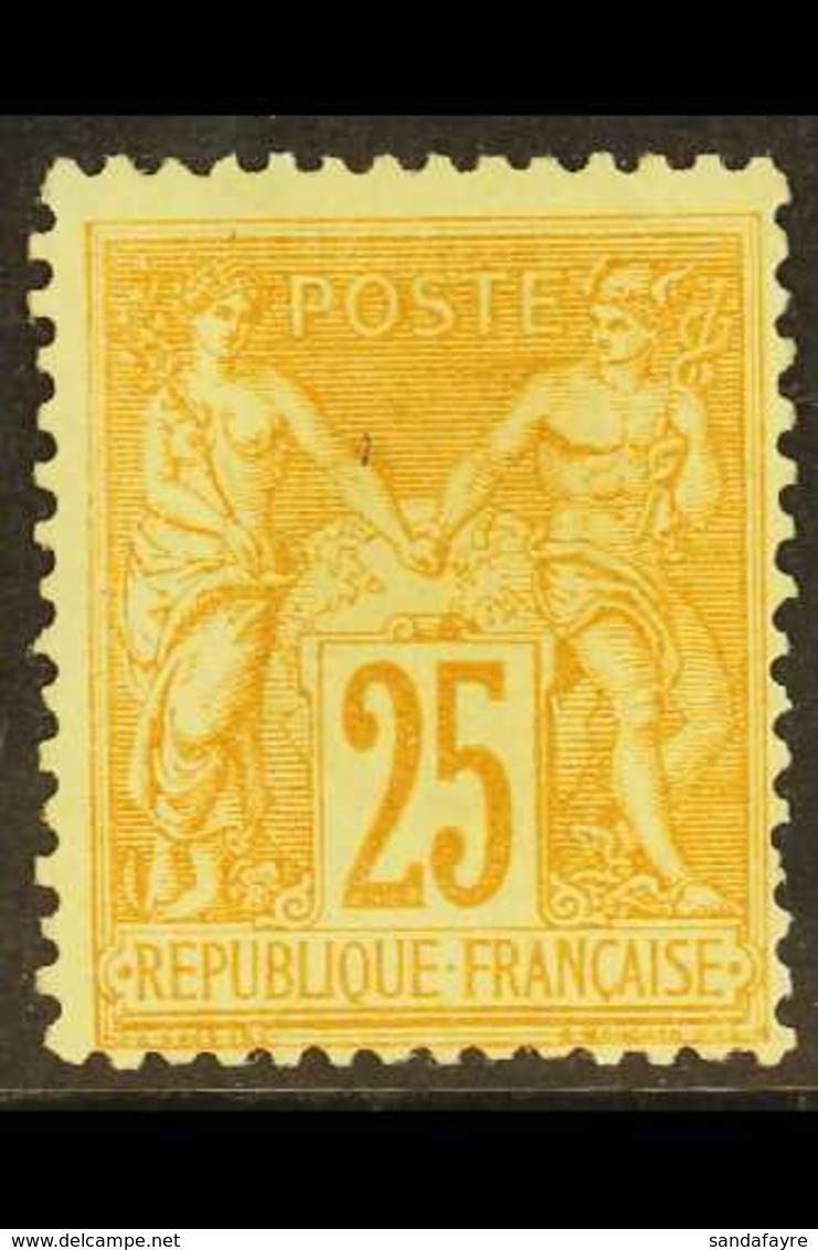 1877-90 "Peace And Commerce" 25c Bistre On Yellow (SG 263, Yvert 92), Fine Fresh Mint. For More Images, Please Visit Htt - Other & Unclassified